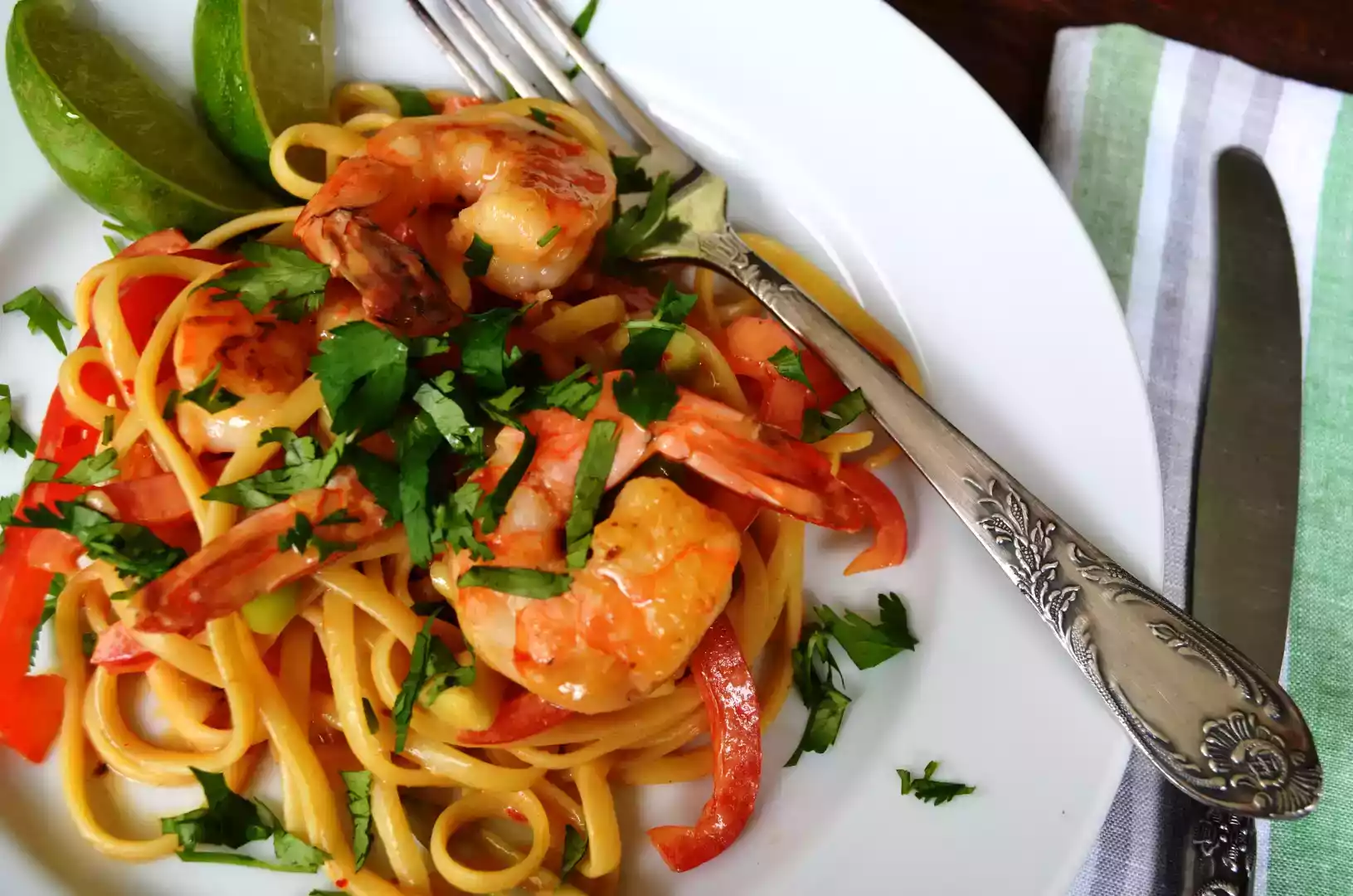 Shrimp linguine with peanut butter sauce recipe