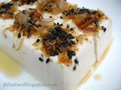 Silken Tofu Garnish With Black Sesame Seeds & Bonito Flakes