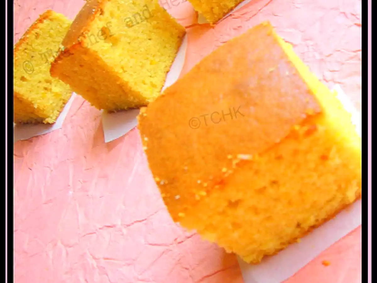 Simple Eggless Orange flavored Sponge Cake