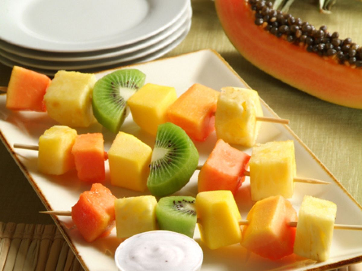 Skewered Fresh Fruit with Celery Seed Dressing