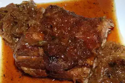 Slow braised honey and cider pork belly recipe