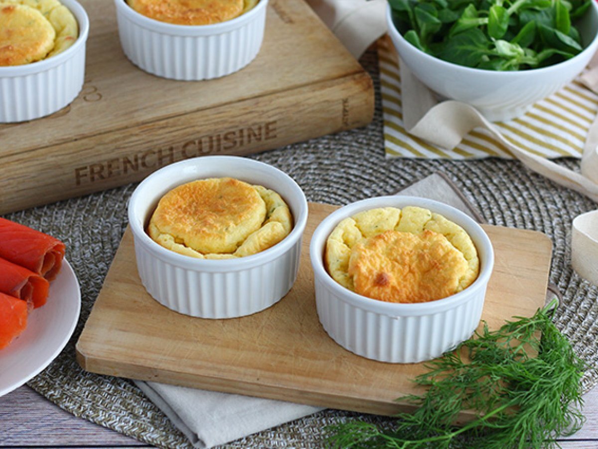 Smoked salmon and cream cheese soufflés