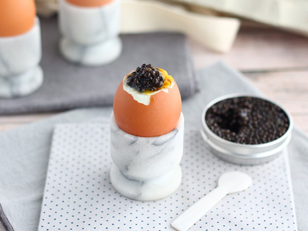 Soft-boiled egg with caviar