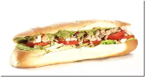 Spicy avocado and chicken baguette sandwich recipe