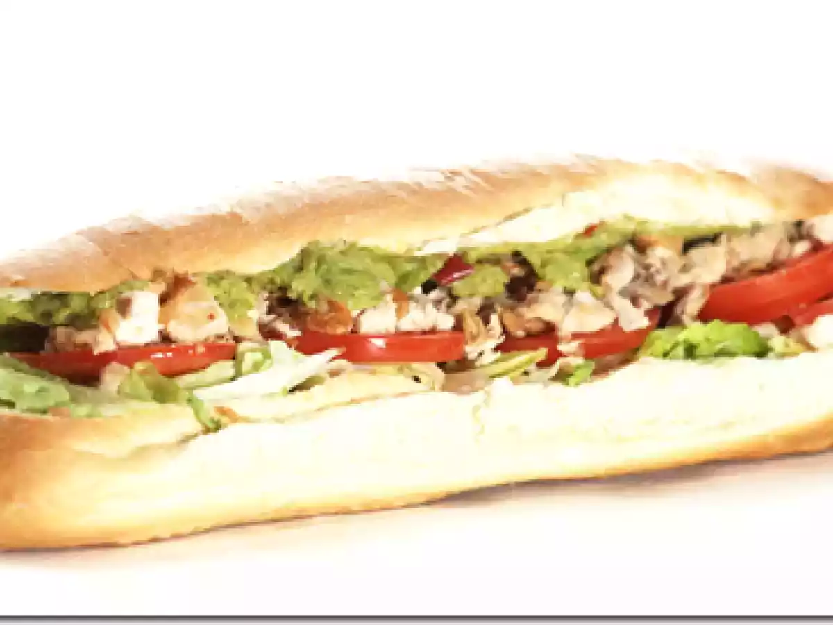 Spicy Avocado and Chicken Baguette Sandwich
