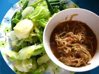 Spicy green mango dip recipe (nam prik ma-muang)