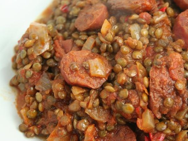 Spicy Lentils with Chorizo