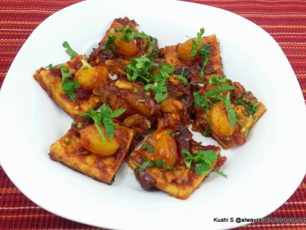 Spicy Pan Seared Tofu with kumquat sauce