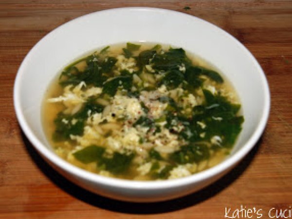 Spinach Stracciatella Soup with Orzo