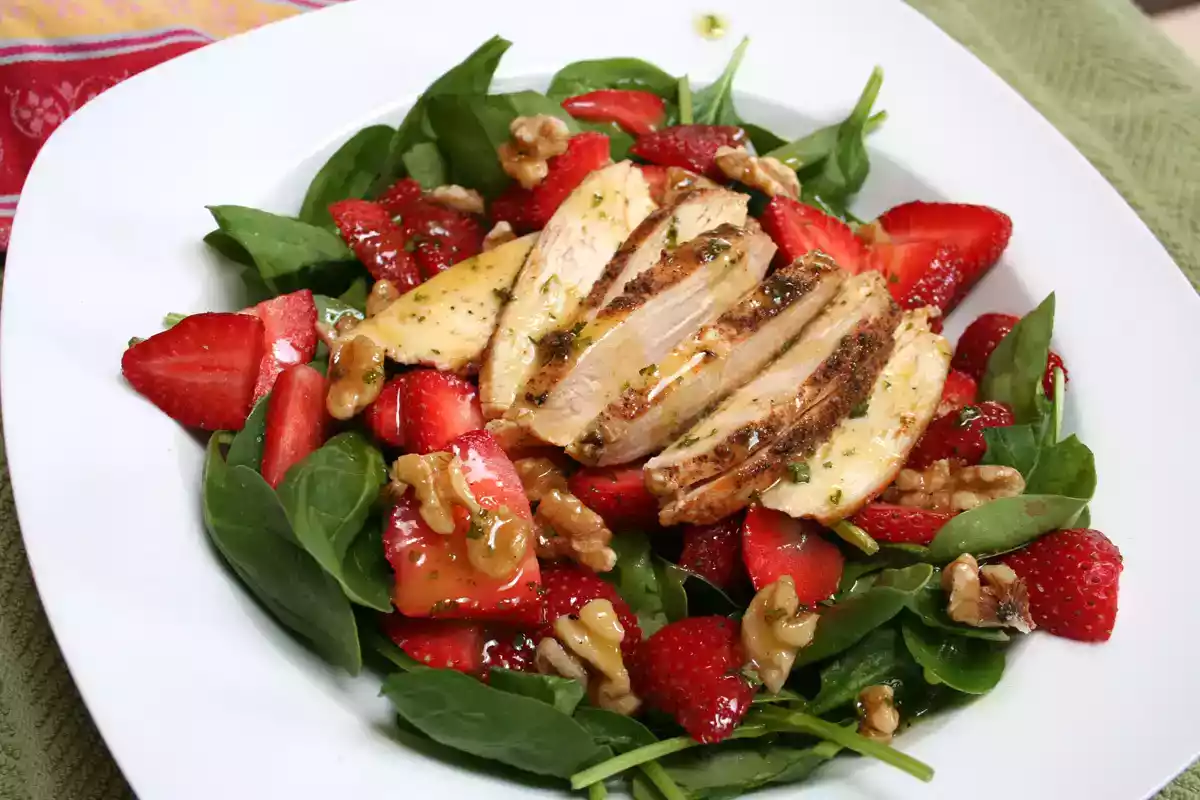 Spinach-strawberry salad recipe with orange-dijon dressing