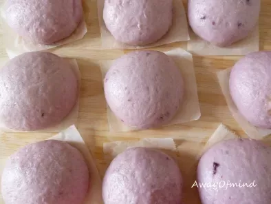 Steamed Creamy Purple Sweet Potato Custard Bun (紫薯奶黄包）
