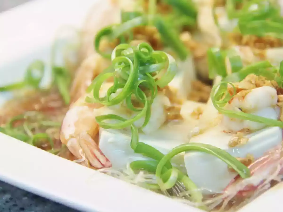 Steamed Tofu with Prawns and Glass Noodles - photo 3