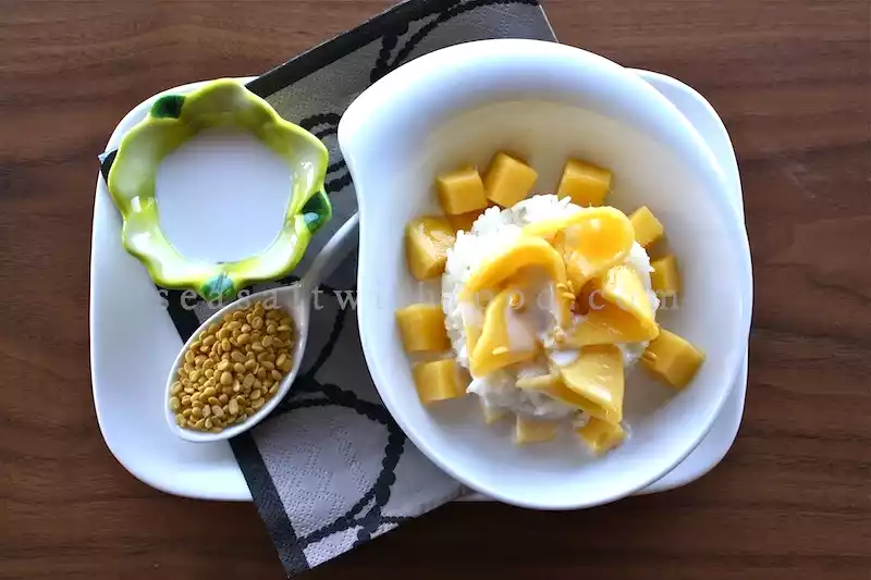 Sticky rice with mango recipe - khao neaw mamuang