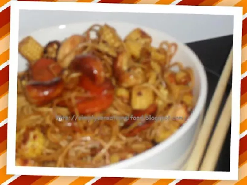 Stir fried noodles with baby corn and carrots. - photo 2