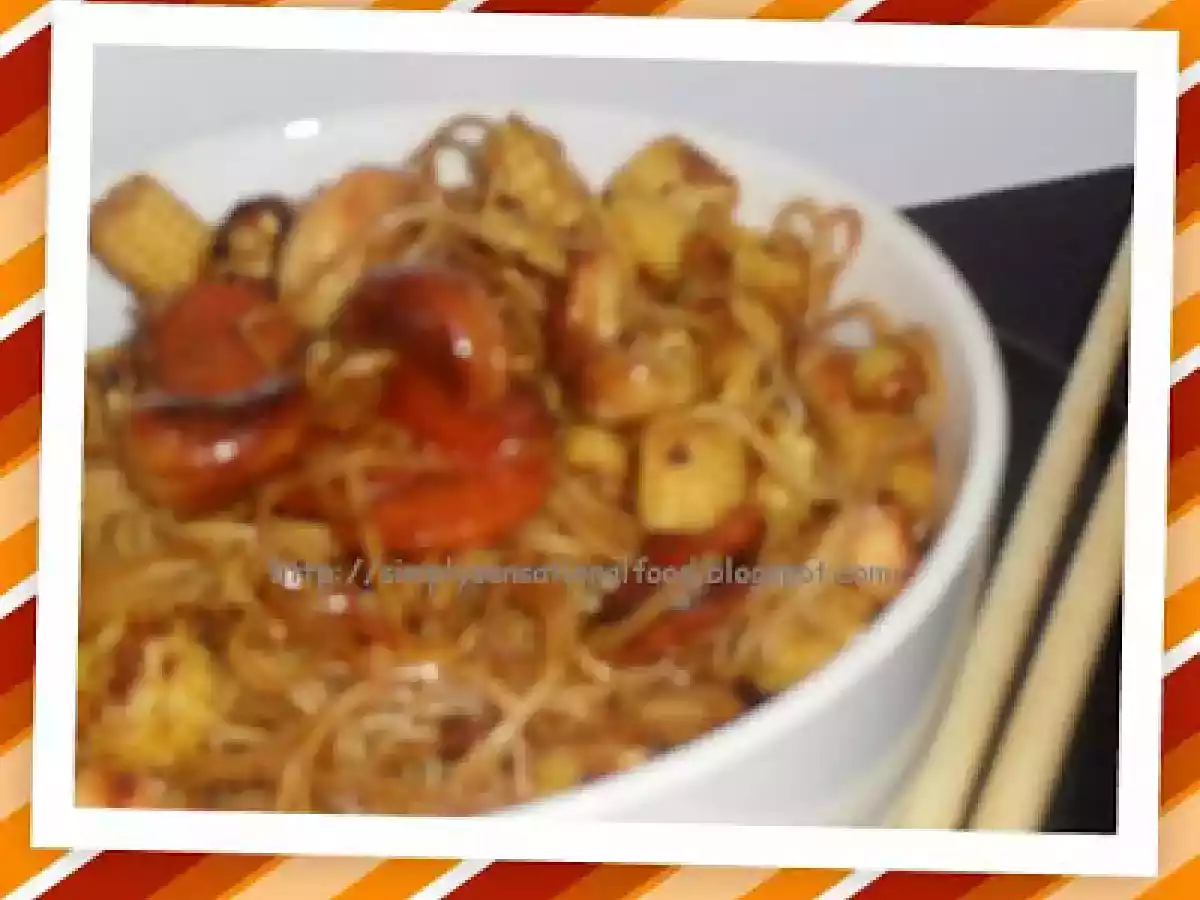 Stir fried noodles with baby corn and carrots. - photo 2