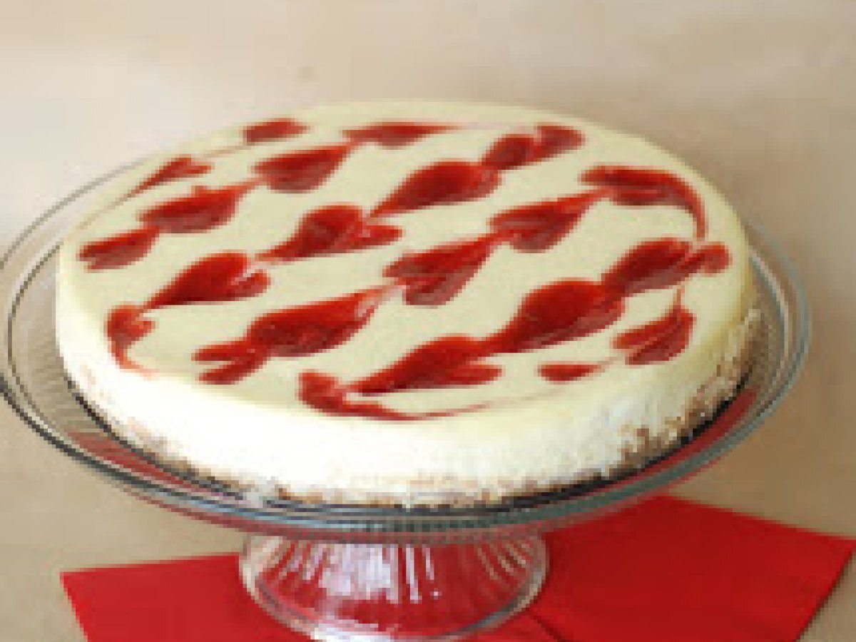 Strawberry Rhubarb Swirl Cheesecake...