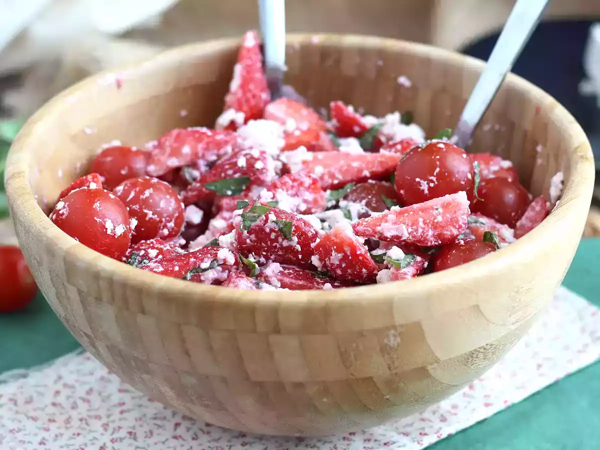 Strawberry, tomato, feta, and basil salad - photo 2