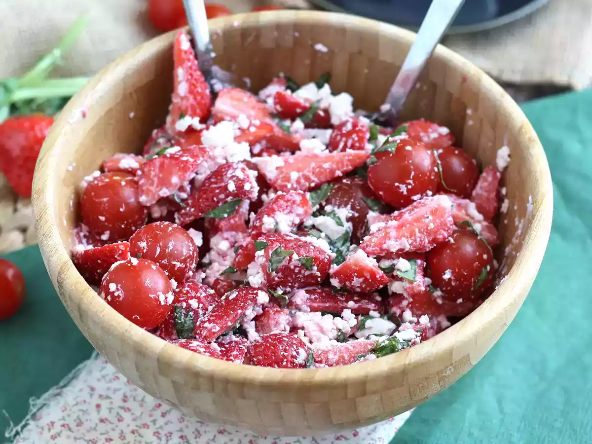 Strawberry, tomato, feta, and basil salad - photo 4