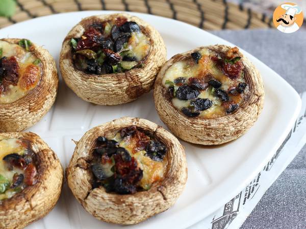 Stuffed mushrooms baked in the oven (a great idea for appetizers)