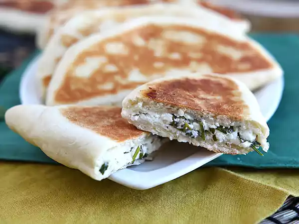 Recipe Stuffed turkish crepes with feta, lemon, and parsley - gözleme