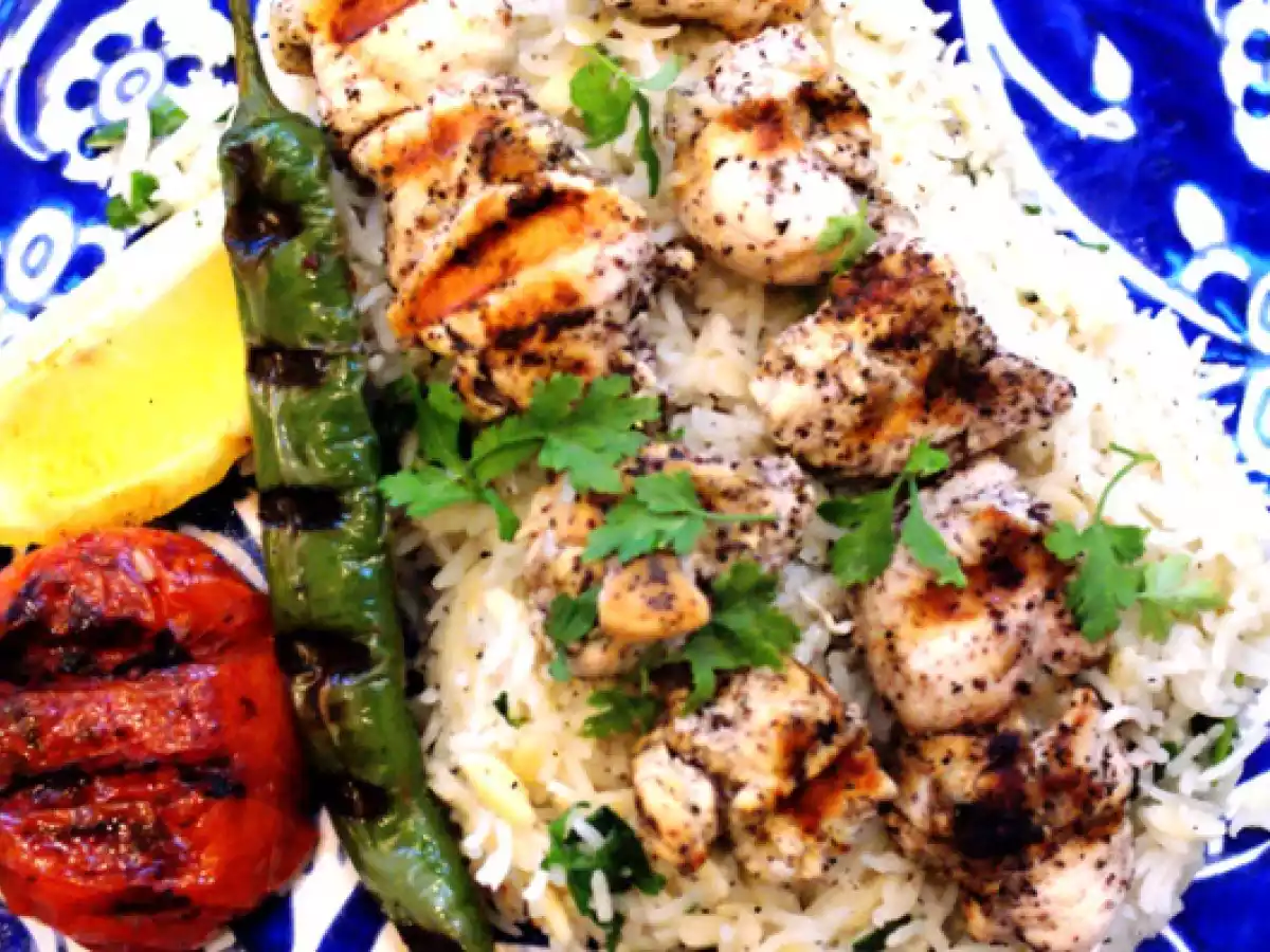 Sumac Chicken Shish Kebabs & Turkish Rice Pilaf w/ Orzo