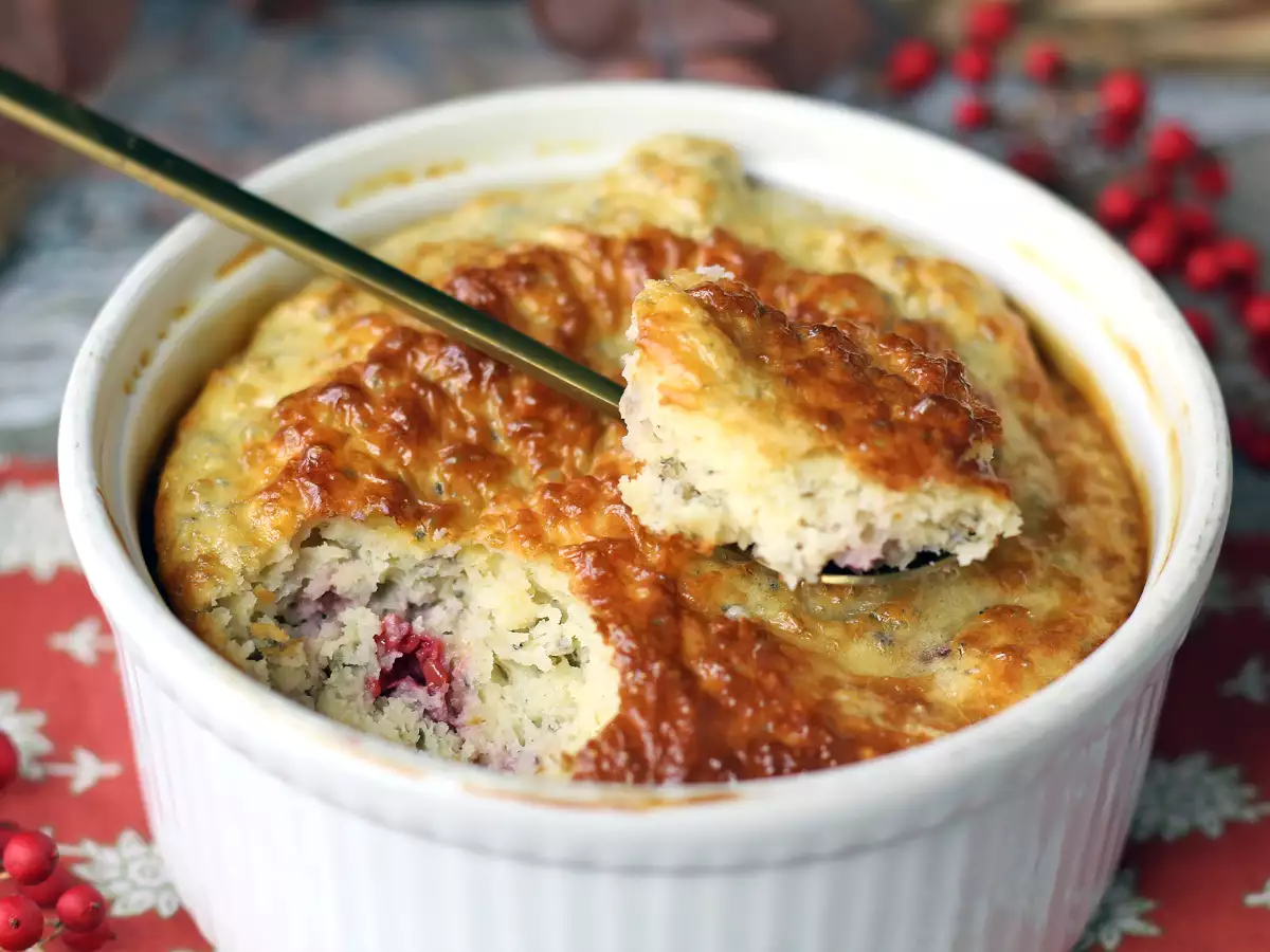Super-simple red berry protein cake
