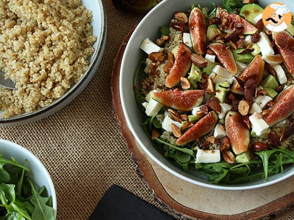 Sweet and savory fig, arugula, quinoa, mozzarella, and avocado salad - photo 3