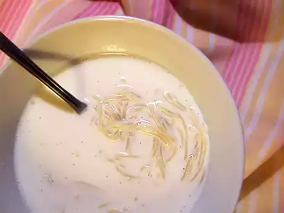 Sweet milk soup with filini pasta recipe