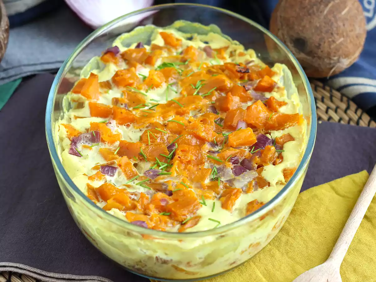 Sweet potato gratin with coconut milk and curry - photo 2