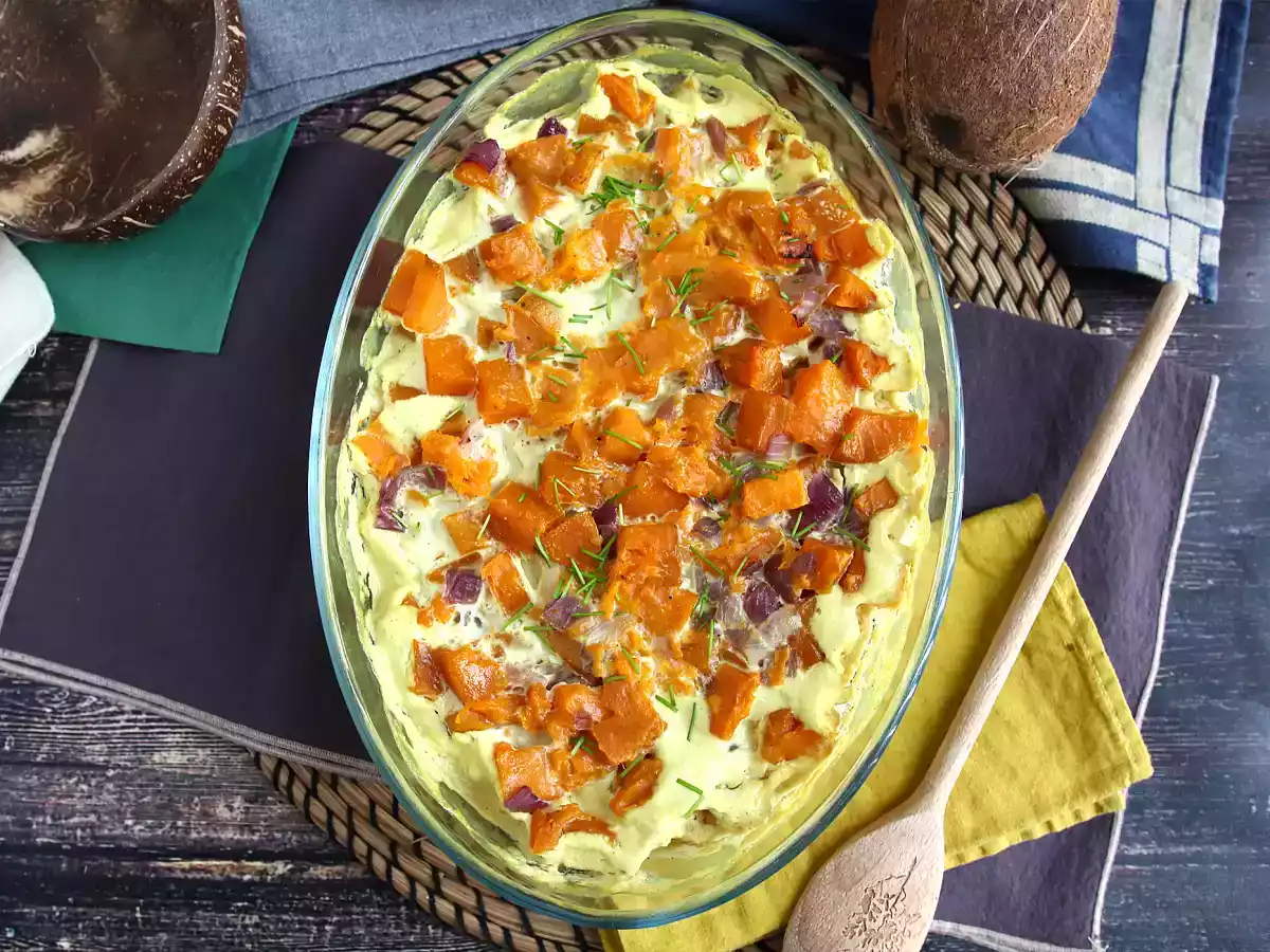 Sweet potato gratin with coconut milk and curry - photo 4