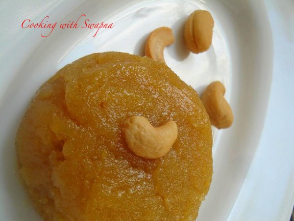 Sweet Sooji halwa in Jaggery sauce