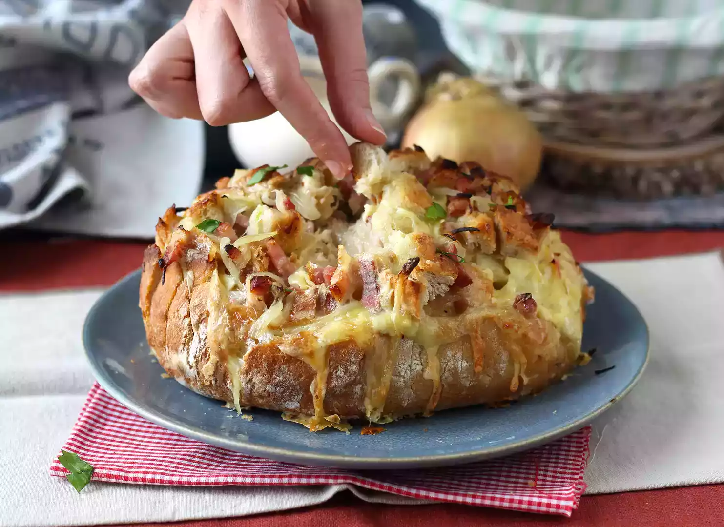 Tartiflette-style stuffed hedgehog bread recipe