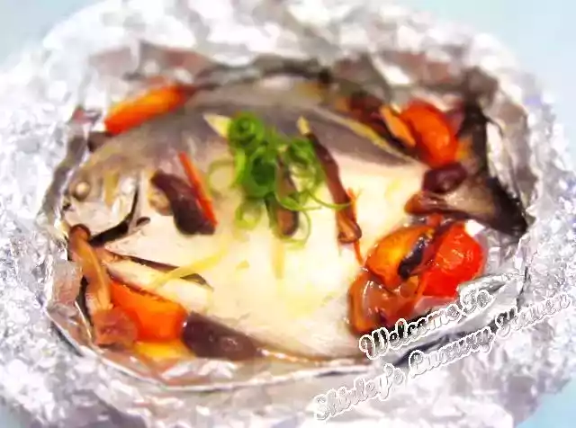 Tasty steamed teochew pomfret recipe in foil
