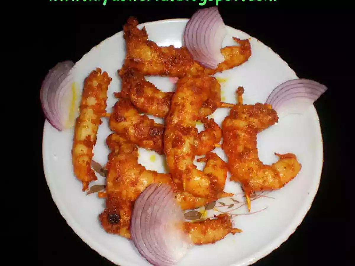 Tawa Grilled Prawns / Spicy stir fried grilled prawns
