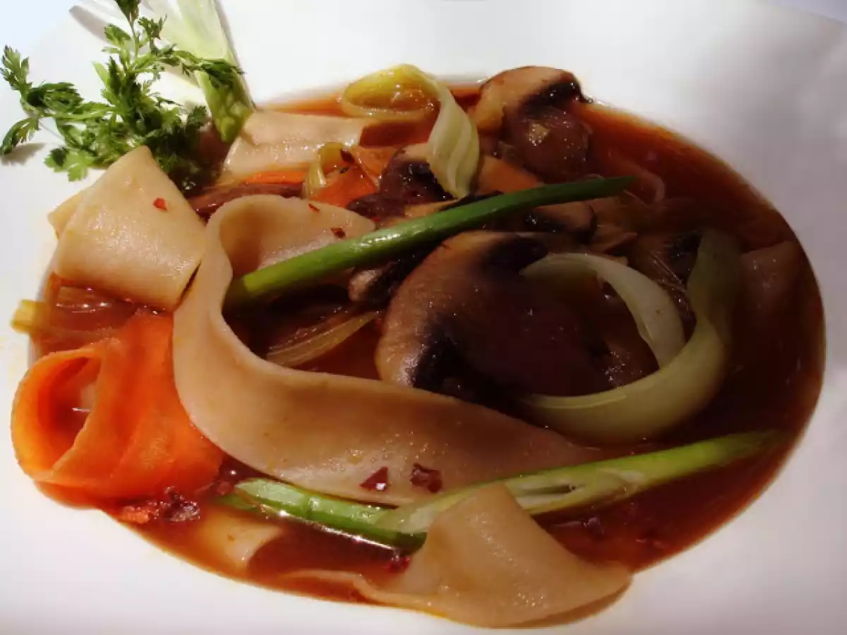 Thai Lemongrass Soup with Homemade Egg Pasta