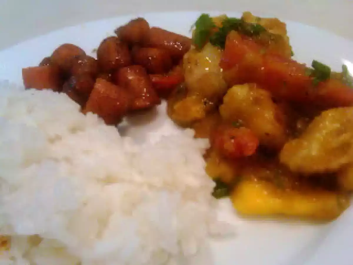 Thai Mango Chicken, Glazed Carrots and Coconut Rice