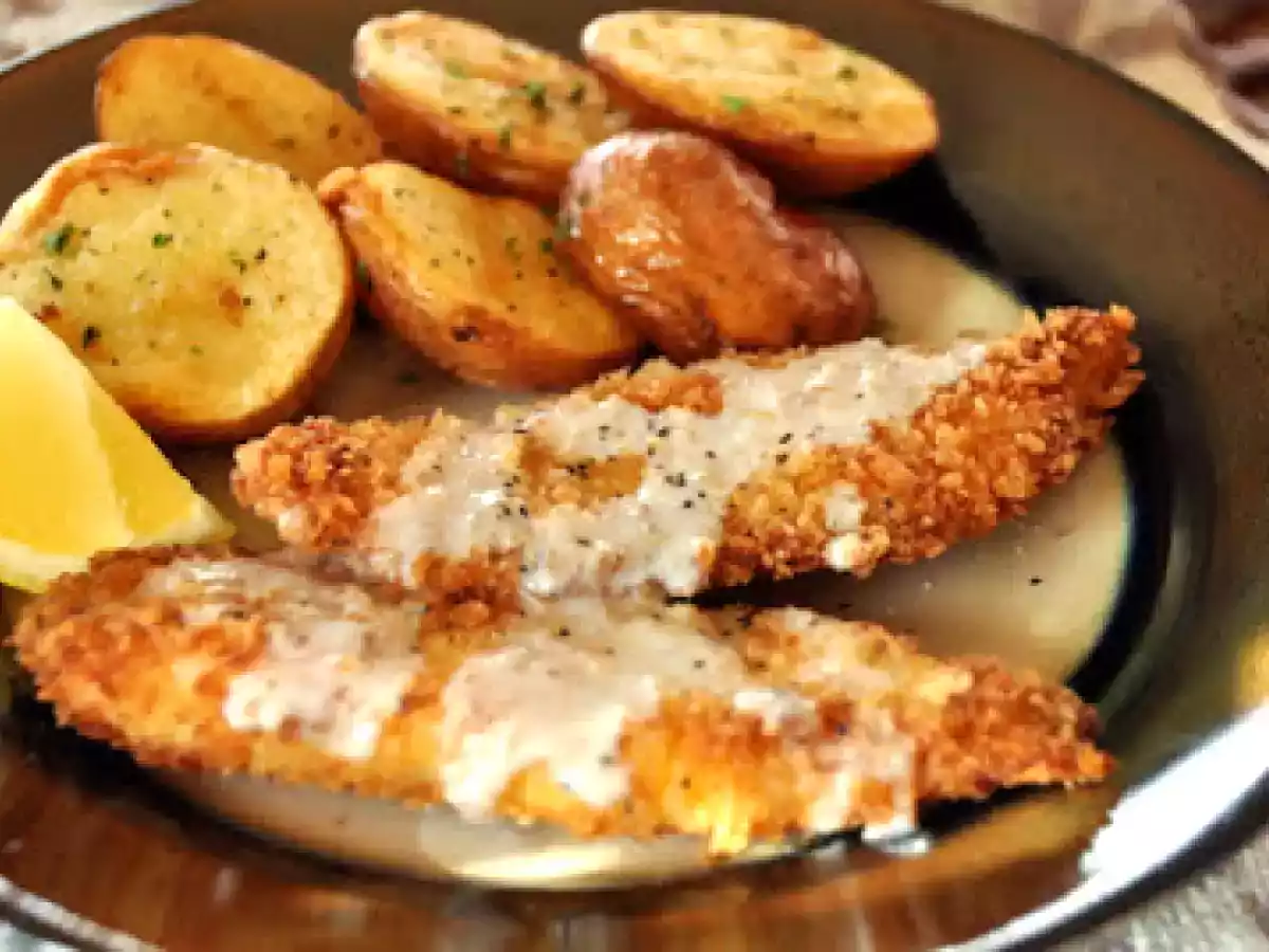 TILAPIA with Lemon Cream Sauce and Baby Red Pan fried potatoes