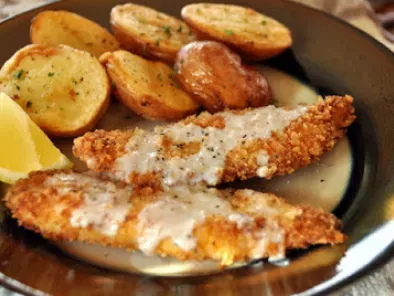 TILAPIA with Lemon Cream Sauce and Baby Red Pan fried potatoes