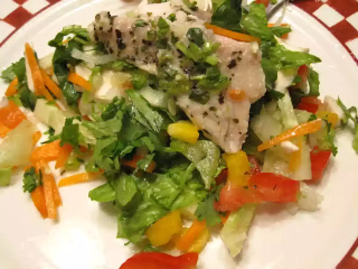 Tilapia with lettuce salad
