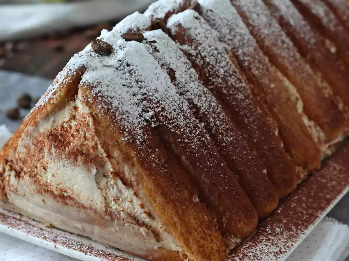 Tiramisu-Style Cabin-Shaped Yule Log Without a Mold, for Coffee Lovers - photo 7