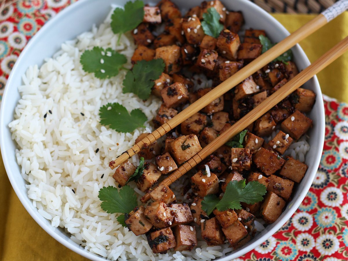 Tofu marinade with soy sauce, mustard and cilantro - photo 2