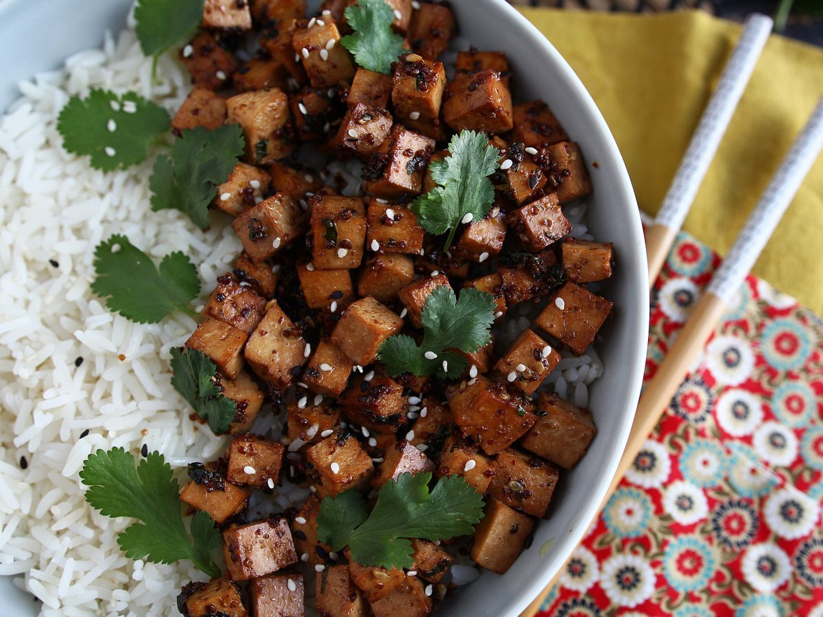 Tofu marinade with soy sauce, mustard and cilantro - photo 3