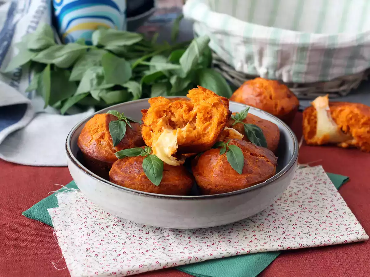 Tomato muffins with a gooey mozzarella center - photo 4