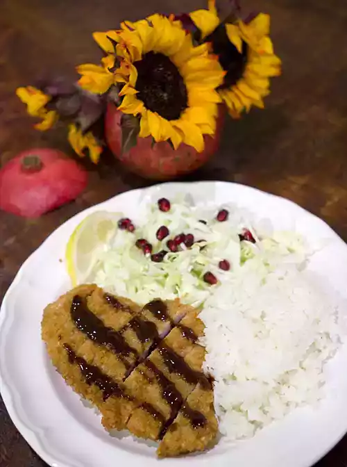 Tonkatsu recipe with pomegranate molasses sauce