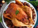 Traditional roasted capon with chestnuts, photo 1