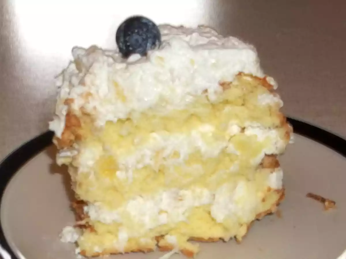 Triple Layer Tropical Angel Food Cake