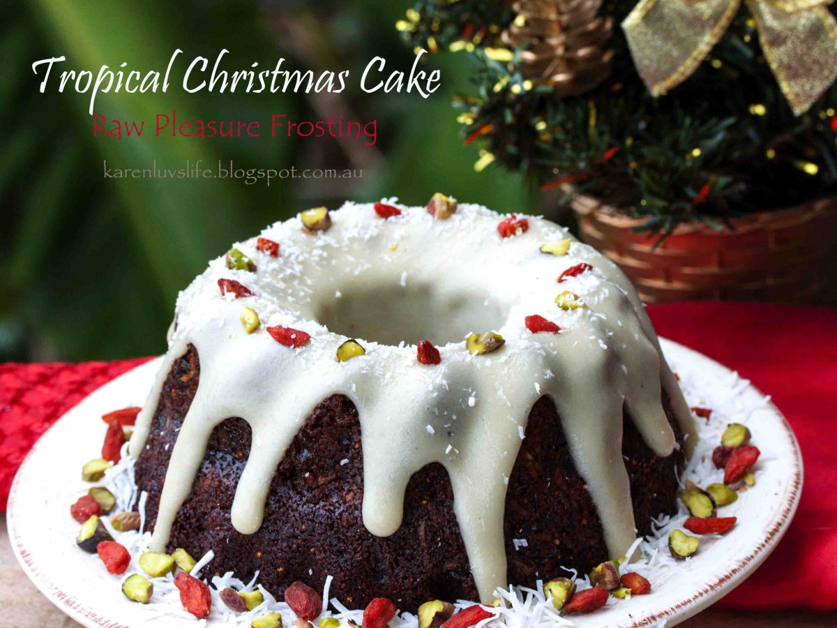 Tropical Christmas Fruit Cake with Raw Pleasure Frosting