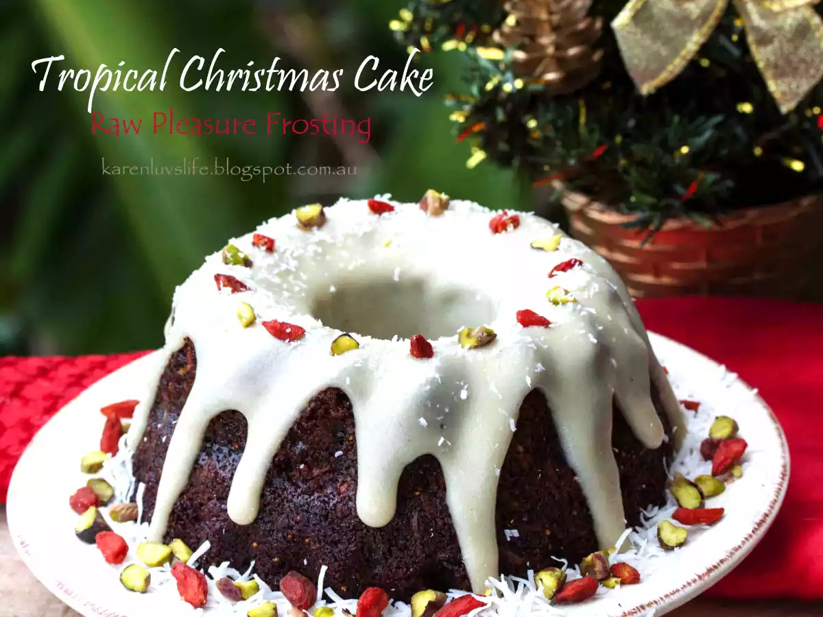 Tropical Christmas Fruit Cake with Raw Pleasure Frosting