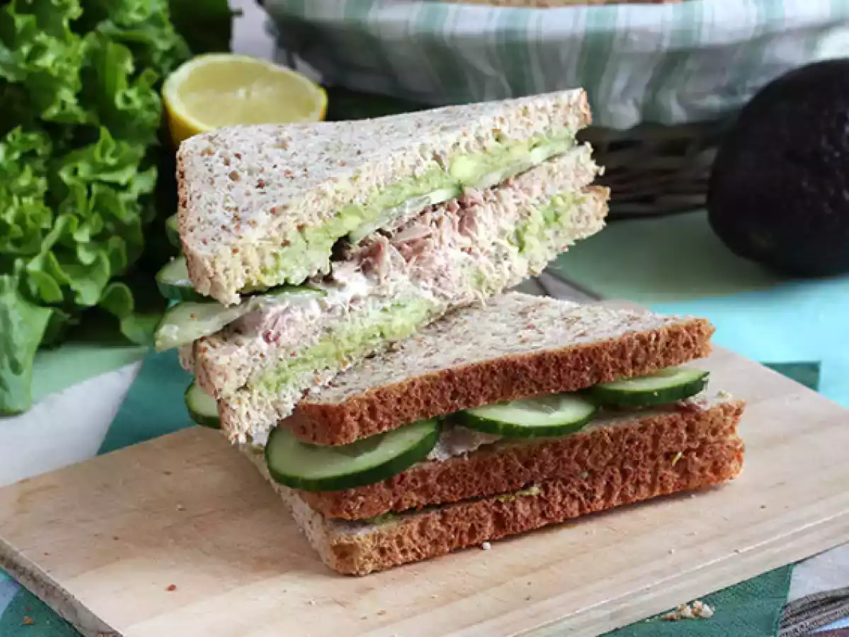 Tuna and avocado club sandwich
