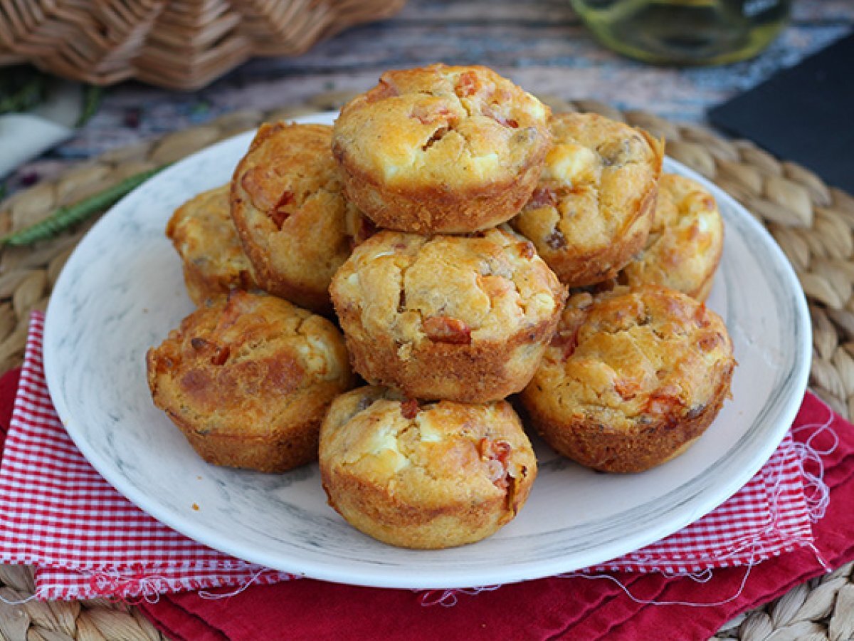 Tuna tomato and feta muffins